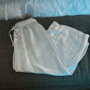 Women's White Satin Pajama Pants